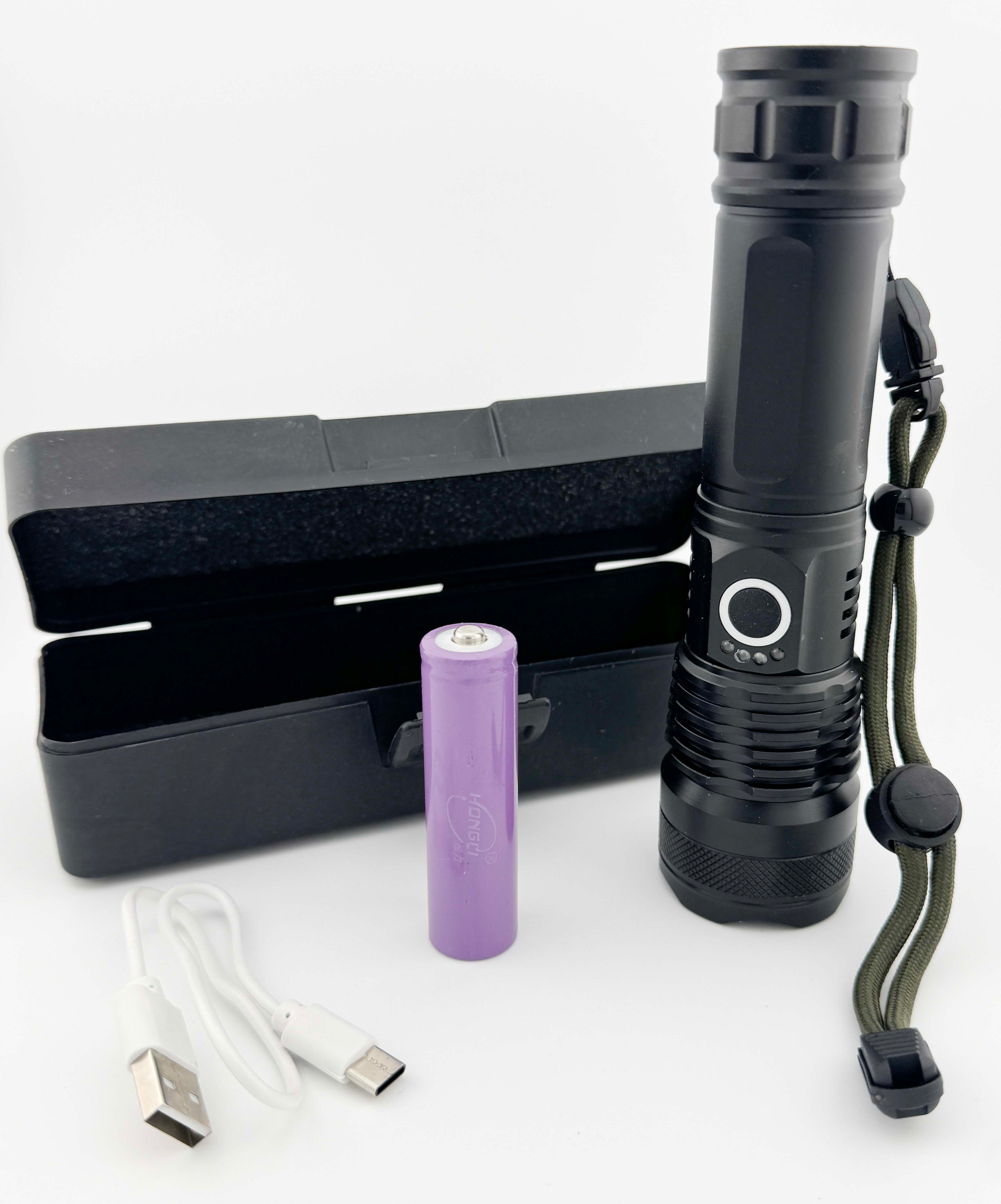 Torch With Case, Battery, Charger Cable