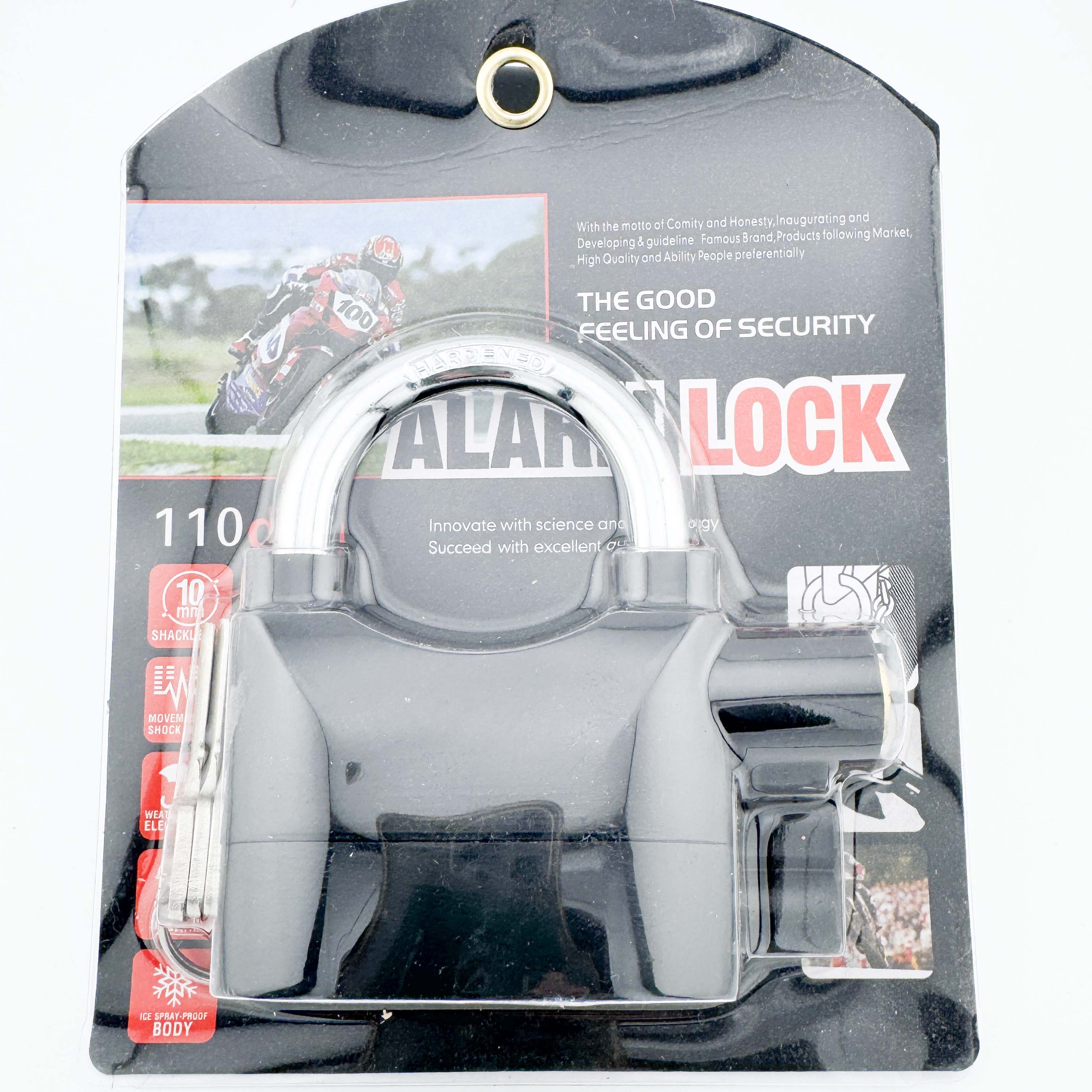 110db Alarm Lock Anti-Theft Padlock for Bicycle Motorcycle Built-in Sensor (Short)
